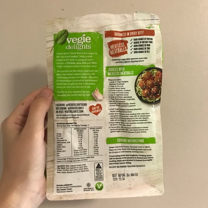 photo of Vegie Delights Meatless meatballs shared by @veggi-bella on  03 Oct 2021 - review