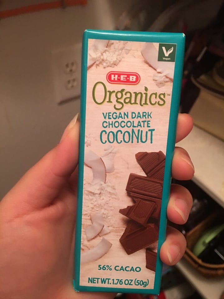 photo of H-E-B  Vegan Dark Chocolate Coconut  shared by @heyvegangal on  29 May 2019 - review