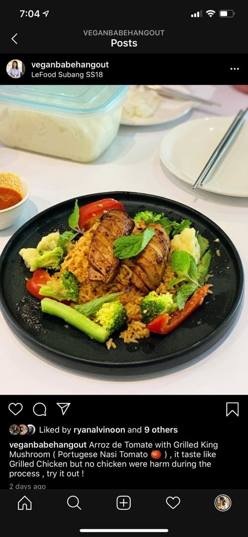 photo of LeFood Subang SS18 Arroz De Tomate with Grilled King Mushroom shared by @oliviasew on  28 Nov 2019 - review