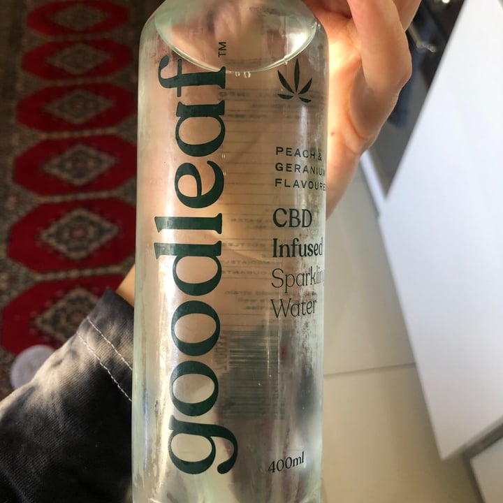 photo of Goodleaf Cbd infused peach and geranium sparkling water shared by @phoebekon2 on  18 Jul 2020 - review