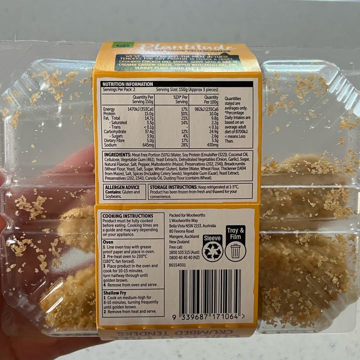 photo of Plantitude Chicken Free Crumbed Tenders shared by @jess-m-wright on  19 Mar 2022 - review