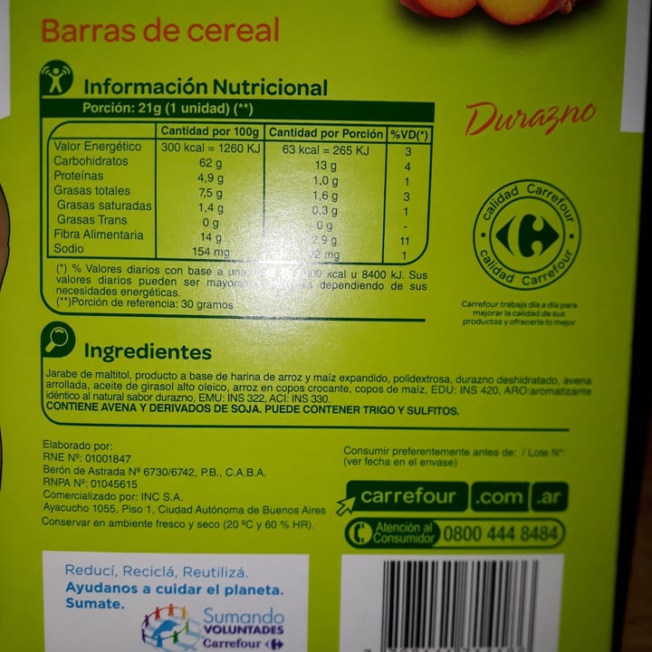 photo of Carrefour Barra de cereal shared by @melisafrau on  13 Apr 2021 - review