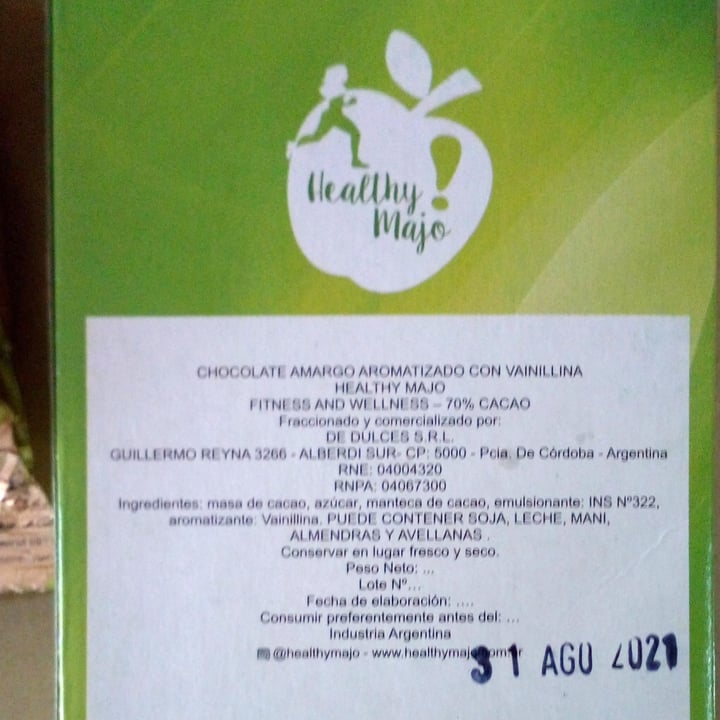 review photo of Healthy Majo Chocolate Amargo Aromatizado Con Vainilla 70% Cacao shared by @marielita on 10 Feb 2021 - review