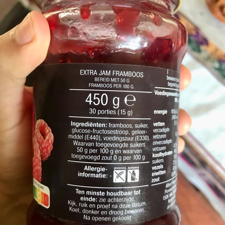 photo of Albert Heijn AH Extra Jam Frambozen shared by @anselvegan on  03 Jun 2022 - review