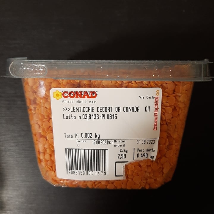 photo of Conad Lenticchie decorticate shared by @saracacciatore on  25 Oct 2021 - review