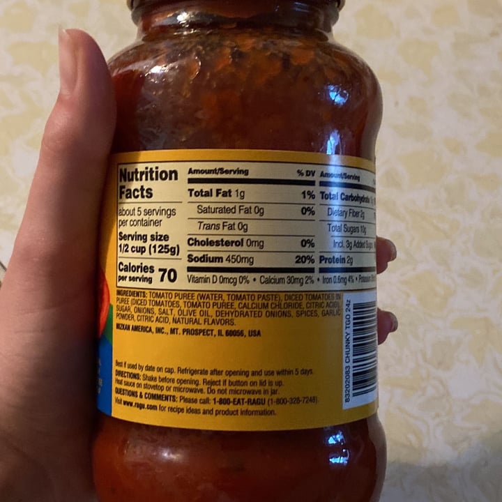 photo of Ragu Chunky Sauteed Onion & Garlic Sauce shared by @andrewbrown23 on  02 Apr 2022 - review