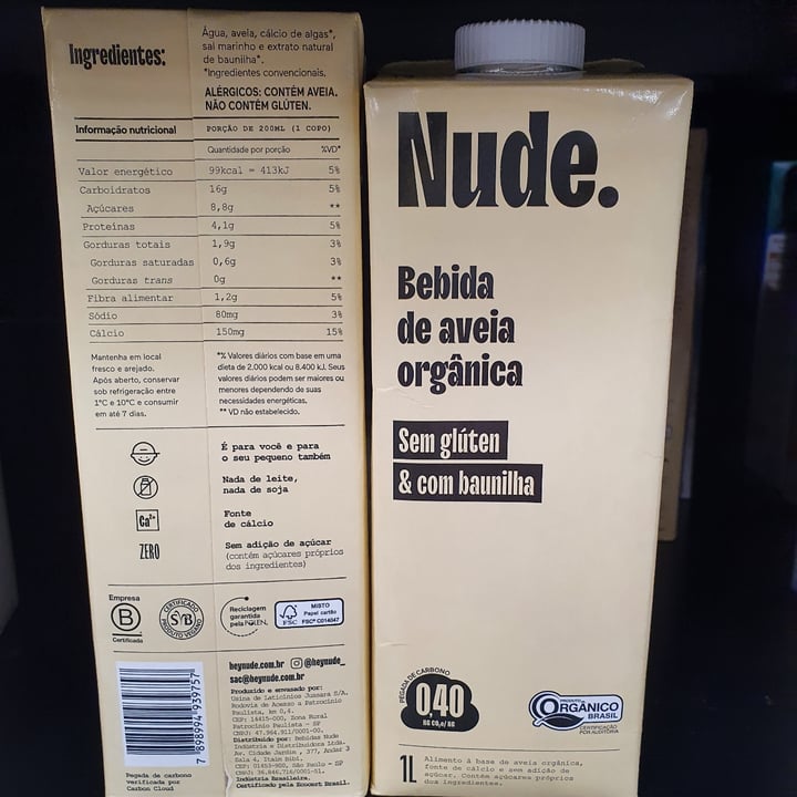 photo of Nude Bebida de Aveia Orgânica sem glúten & com baunilha shared by @eneide on  07 Jul 2022 - review