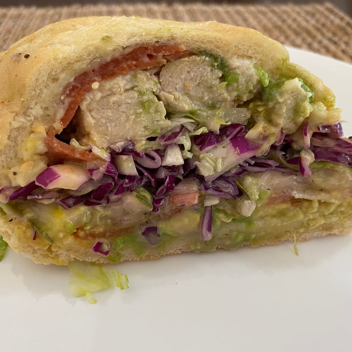 review photo of Timmy Gingers Sandwich Shop #18 Hot Chicken, Bacon, Avocado, Provolone, House Slaw, Kickin Sauce Sandwich shared by @greentofu402 on 01 Jun 2021 - review