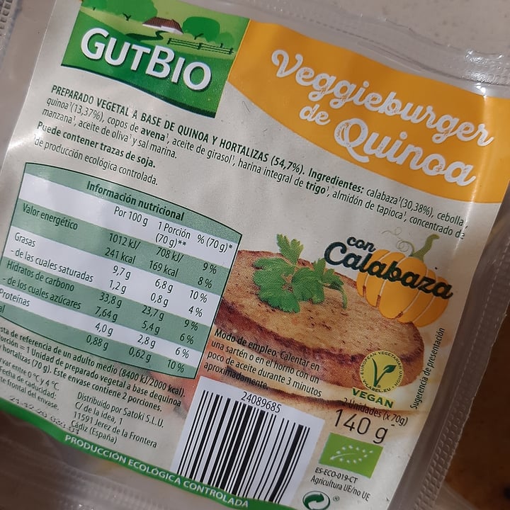 photo of GutBio Veggieburguer de Quinoa con Calabaza shared by @grinsoka on  25 Nov 2020 - review