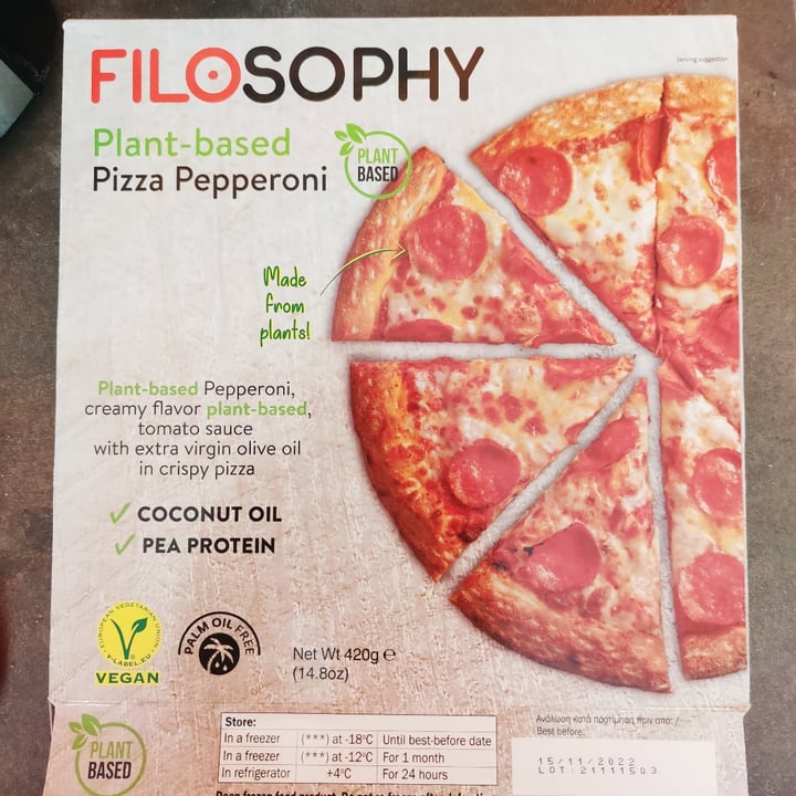 photo of Filosophy Pizza Pepperoni Plant Based shared by @vegumii on  27 Mar 2022 - review