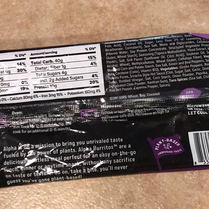 photo of Alpha Foods Chick’n Fajita Burrito shared by @leisa on  05 Jun 2020 - review