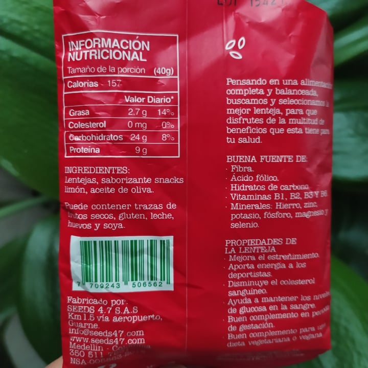 review photo of Seeds 4.7 Lentejas Tostadas Sabor A Limón shared by @carol-amado on 04 Nov 2021 - review