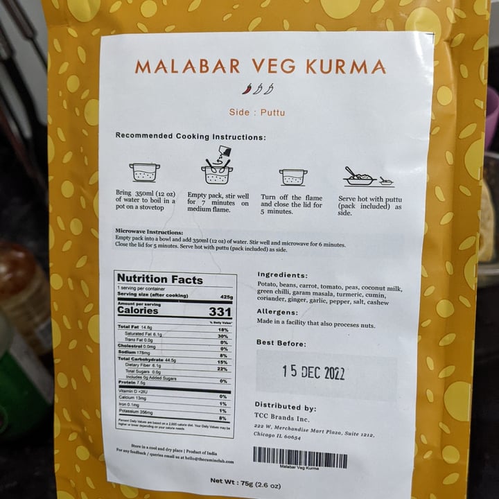 review photo of The Cumin Club Malabar Veg Kurma shared by @chefvi13 on 05 Oct 2022 - review