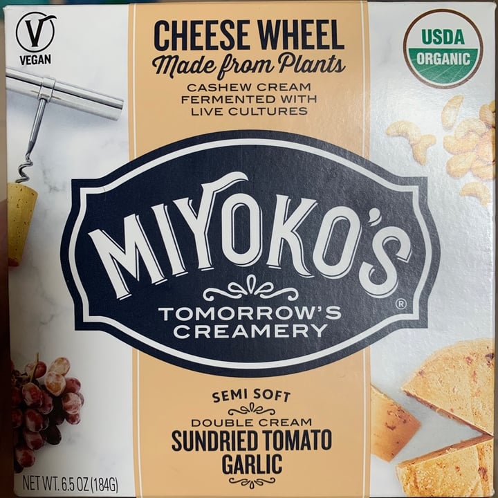 review photo of Miyoko's Creamery Double Cream Sundried Tomato Garlic Cashew Milk Cheese shared by @veganshannon on 14 Apr 2020 - review