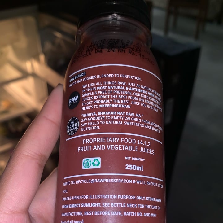 photo of Raw Pressery Blueberry smoothie shared by @consciousandcurious on  02 Jan 2022 - review