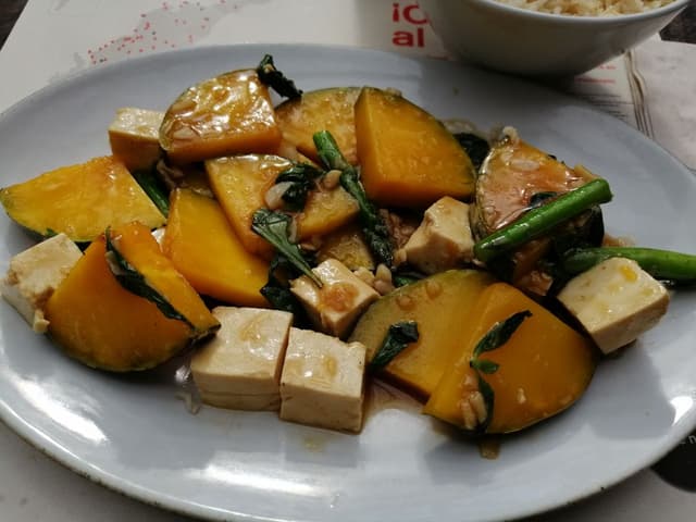 Photo of the dish “Pumpkin, asparagus and tofu”