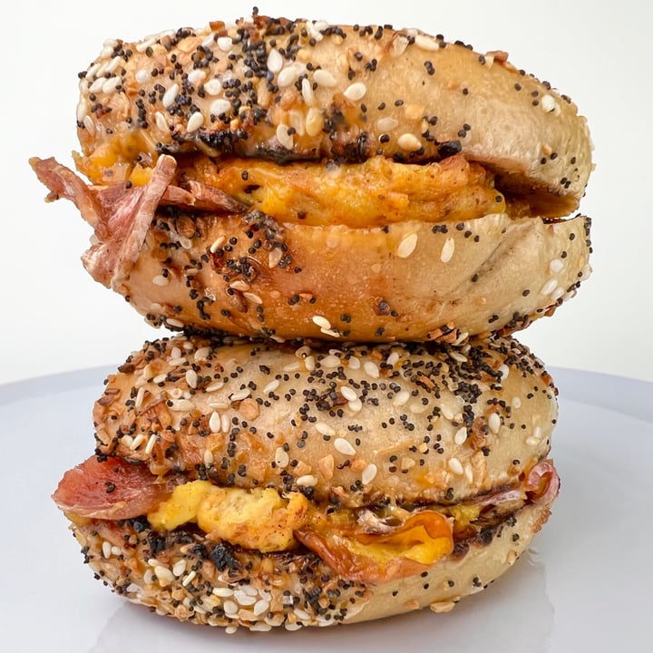 photo of Ben & Esther’s Vegan Delicatessen Bacon, Egg, & Cheese Bagel Sandwich shared by @pdxveg on  26 Mar 2022 - review