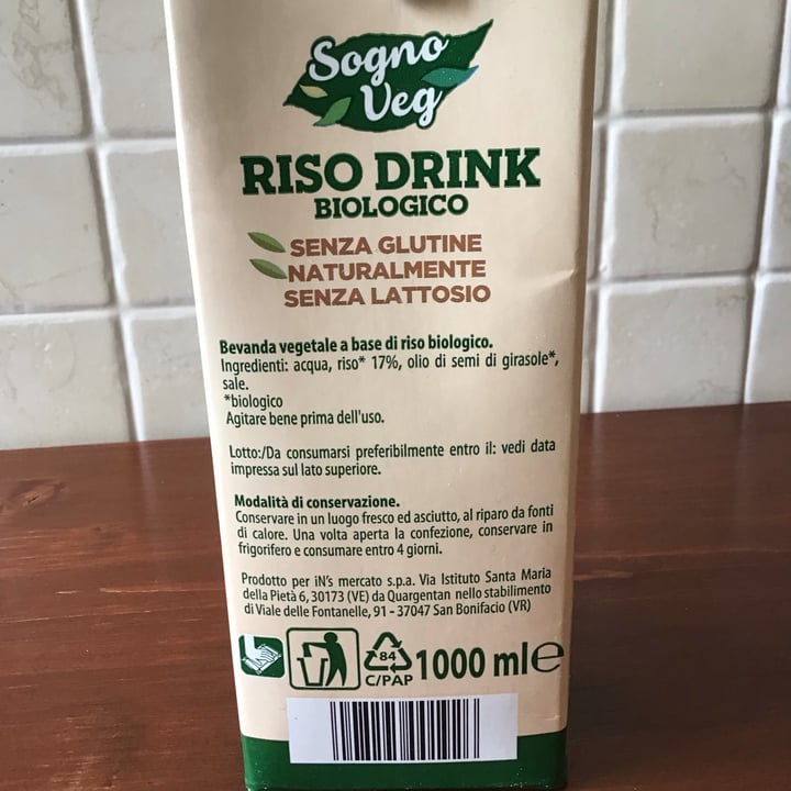 photo of Sogno veg Riso drink biologico shared by @soloag on  31 Mar 2022 - review