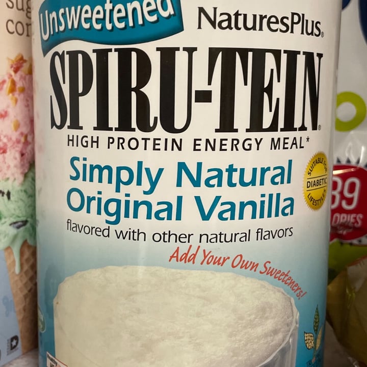 photo of Natures plus Spiru-Tein Unsweetened natural Vanilla Protein shared by @rpveg on  25 Feb 2022 - review