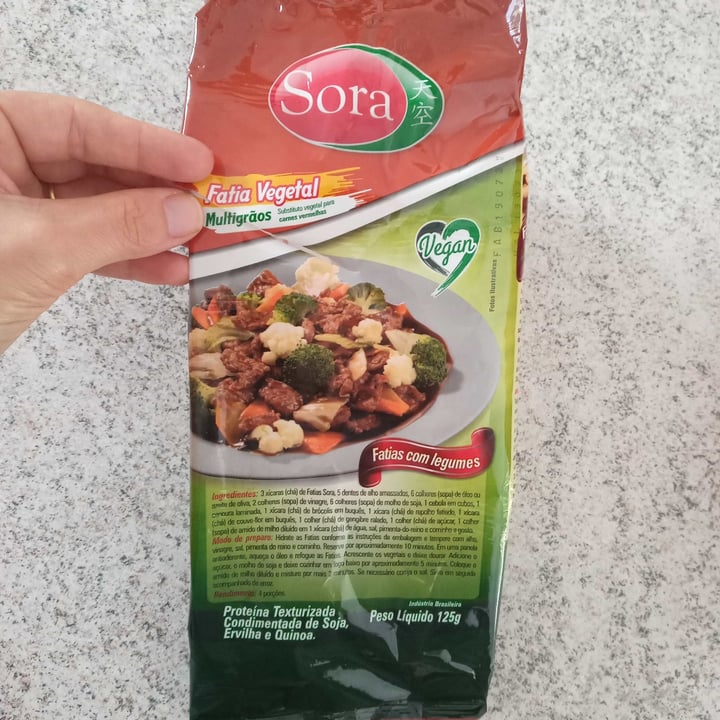 photo of Sora Proteina texturizada de soja, fatia vegetal multigrãos 125g shared by @vanessaaconc on  13 May 2022 - review