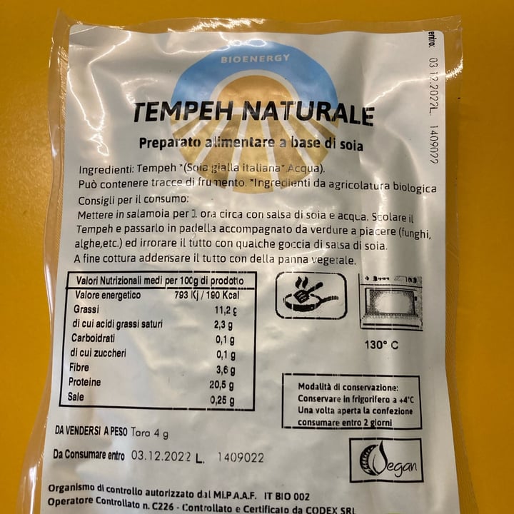 photo of bioenergy Tempeh naturale shared by @annaterr on  25 Oct 2022 - review