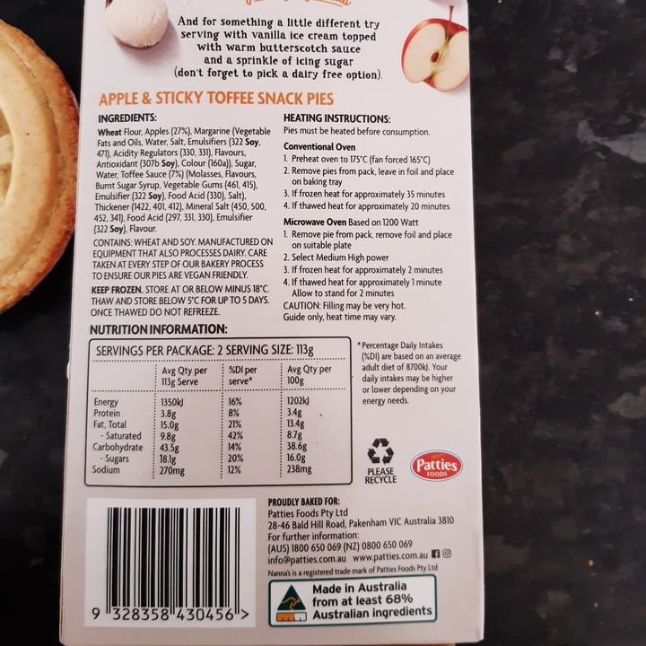 review photo of Nanna’s Apple and sticky toffee snack pies shared by @alexale on 04 Jul 2021 - review