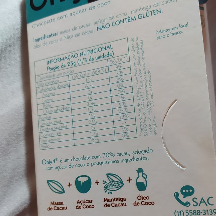 photo of Only4 Chocolate com açucar de coco - Nibs shared by @carolromao on  23 May 2022 - review