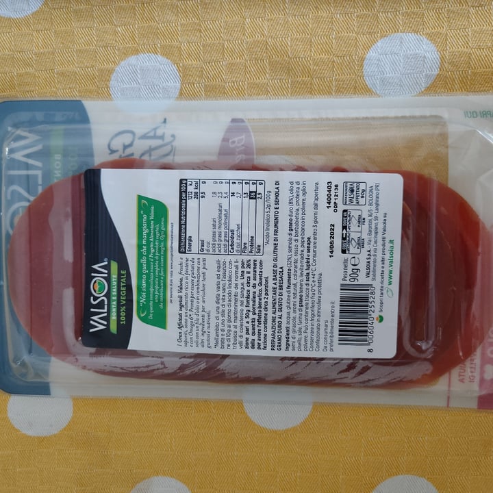 review photo of Valsoia Gran Affettati Vegetali Gusto Bresaola shared by @aleliber on 18 Jun 2022 - review