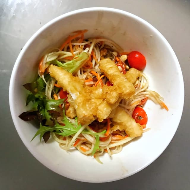 Photo of the dish “Som Tum with Crispy Calamari”