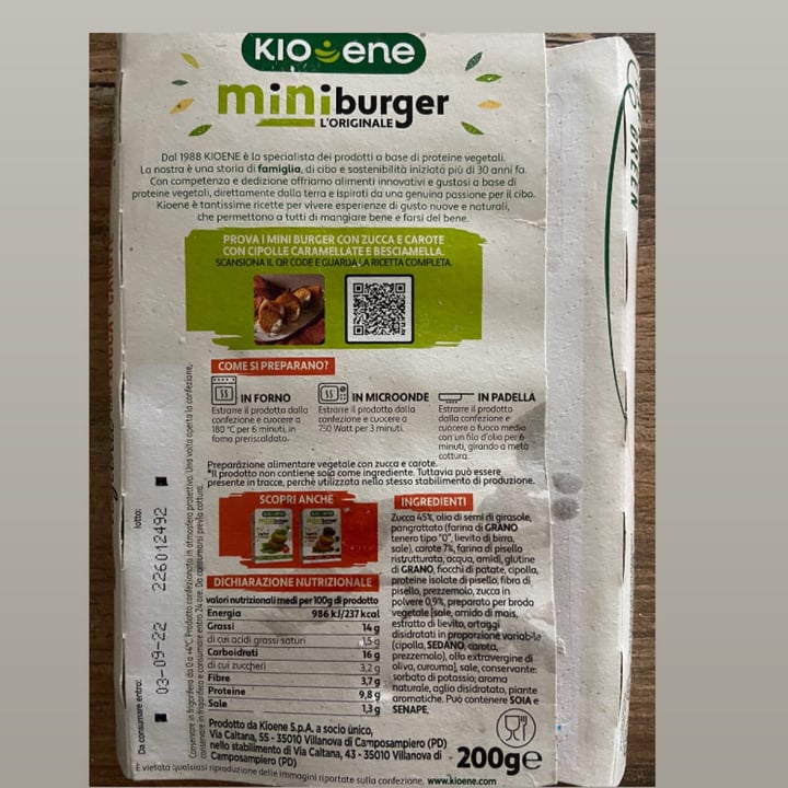 review photo of Kioene Mini Burger Zucca E Carote shared by @fraancy on 15 Sep 2022 - review