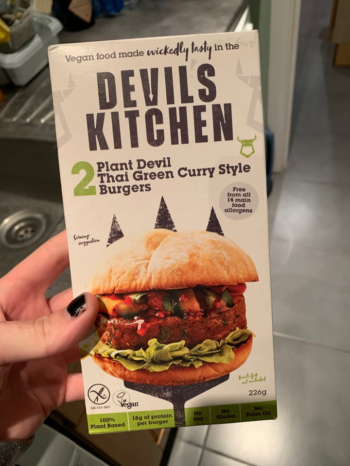 photo of devil's kitchen Thai green curry style burgers shared by @plantboi on  10 May 2022 - review