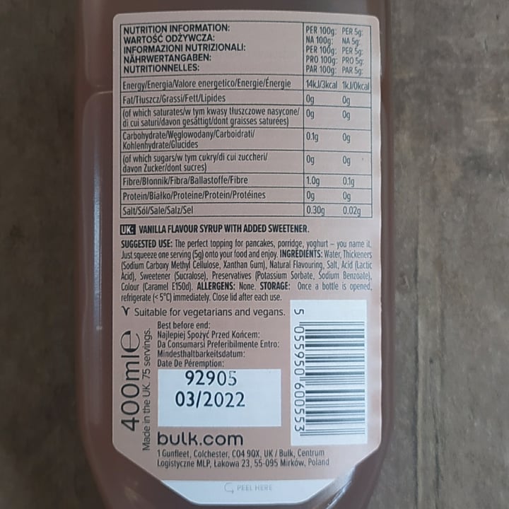 photo of Bulk Vegan Zero calorie syrup shared by @bratkart0ffel on  23 Apr 2021 - review
