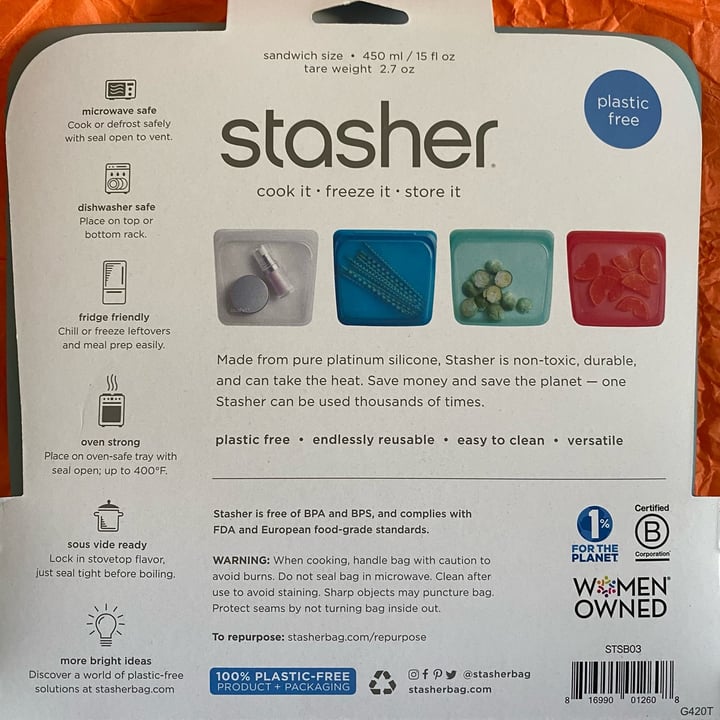 photo of Stasher Sandwich Bag - Medium shared by @aleglass on  27 Mar 2022 - review