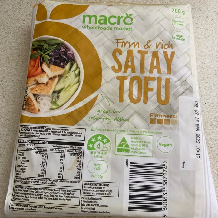 photo of Macro Wholefoods Market Satay Tofu shared by @ashieeee on  03 Feb 2022 - review