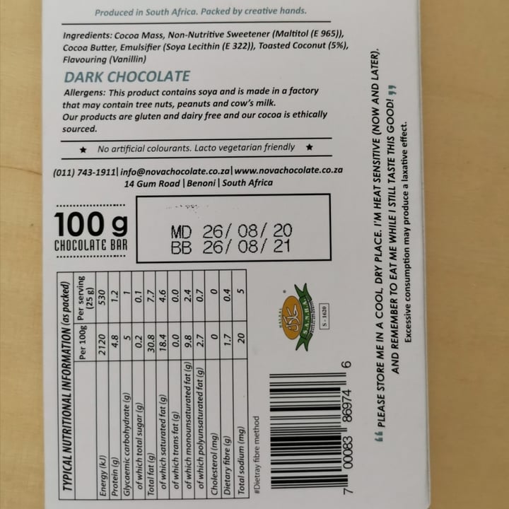 review photo of NOVA Chocolate with Toasted Coconut shared by @danikataylor on 14 Nov 2020 - review