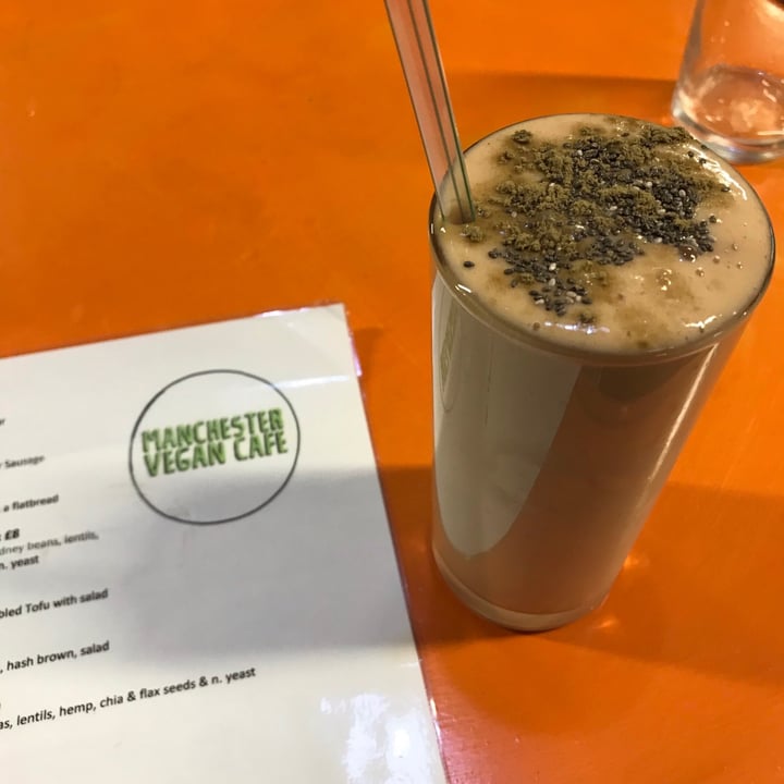 review photo of Manchester Vegan Cafe and Wellbeing Centre Mango & Strawberry Protein Milkshake shared by @robynmansir on 19 Aug 2020 - review