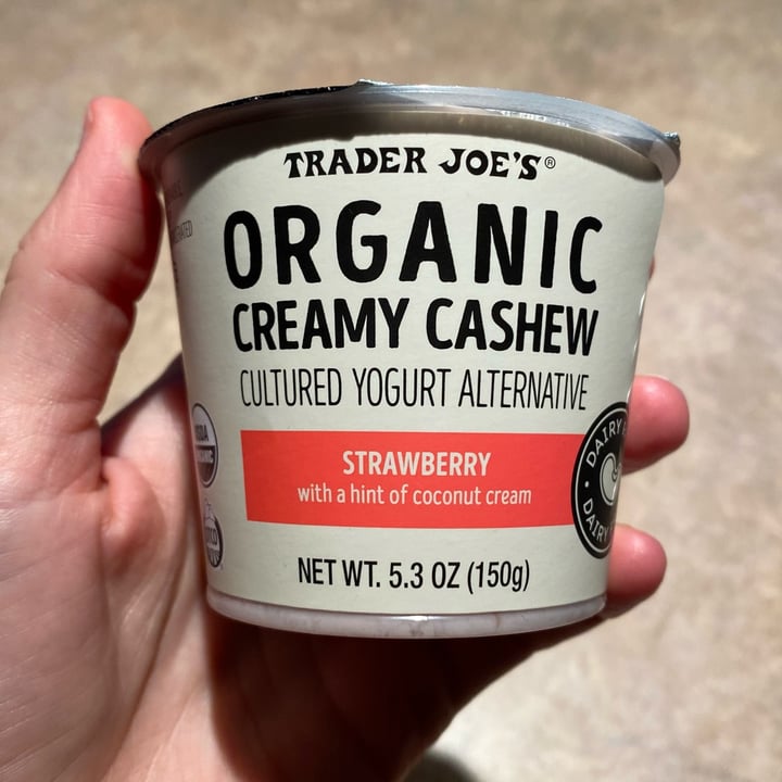 photo of Trader Joe's Organic Creamy Cashew Cultured Yogurt Alternative Strawberry shared by @curvycarbivore on  21 Nov 2021 - review