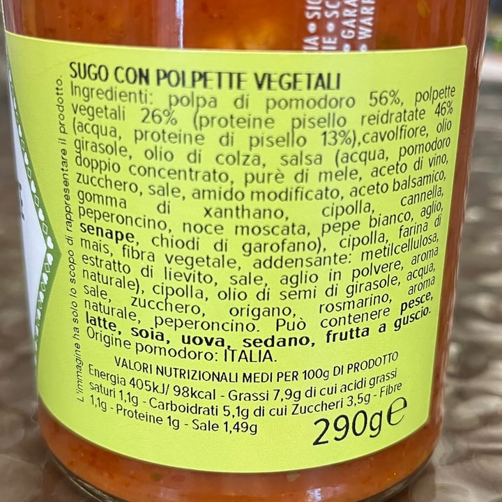 photo of Cascina San cassiano sugo vegano alle polpette shared by @elenagobbo on  01 Sep 2022 - review