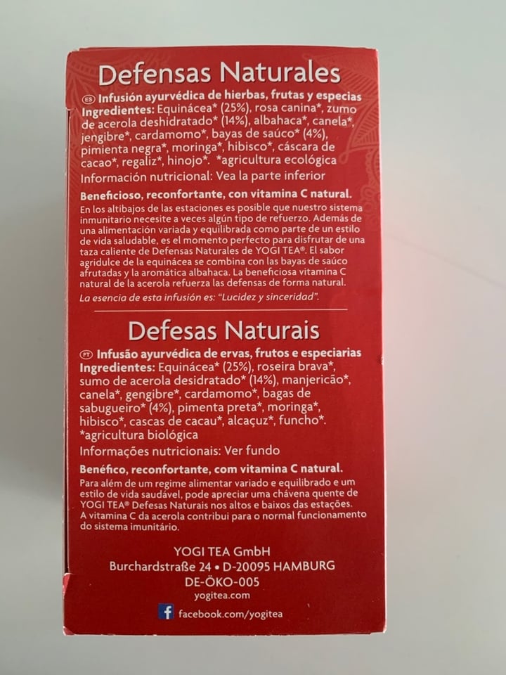 photo of Yogi Tea Organic Defensas Naturales shared by @marturski on  20 Feb 2020 - review