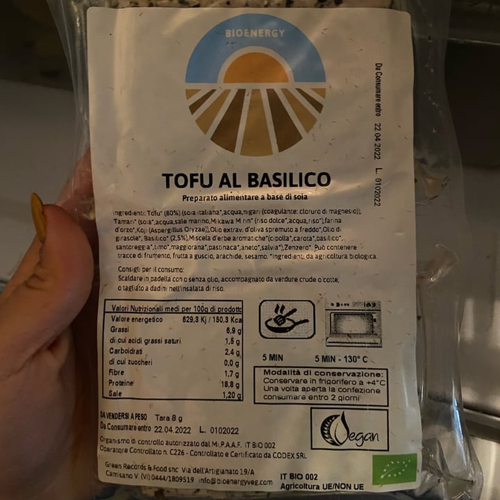 photo of bioenergy tofu al basilico shared by @chiacampo on  18 Mar 2022 - review