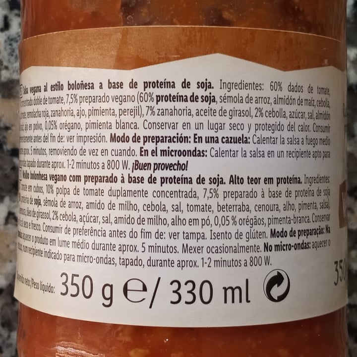 photo of Vemondo  Salsa Vegan Bolognese shared by @titoherbito on  31 Jul 2022 - review