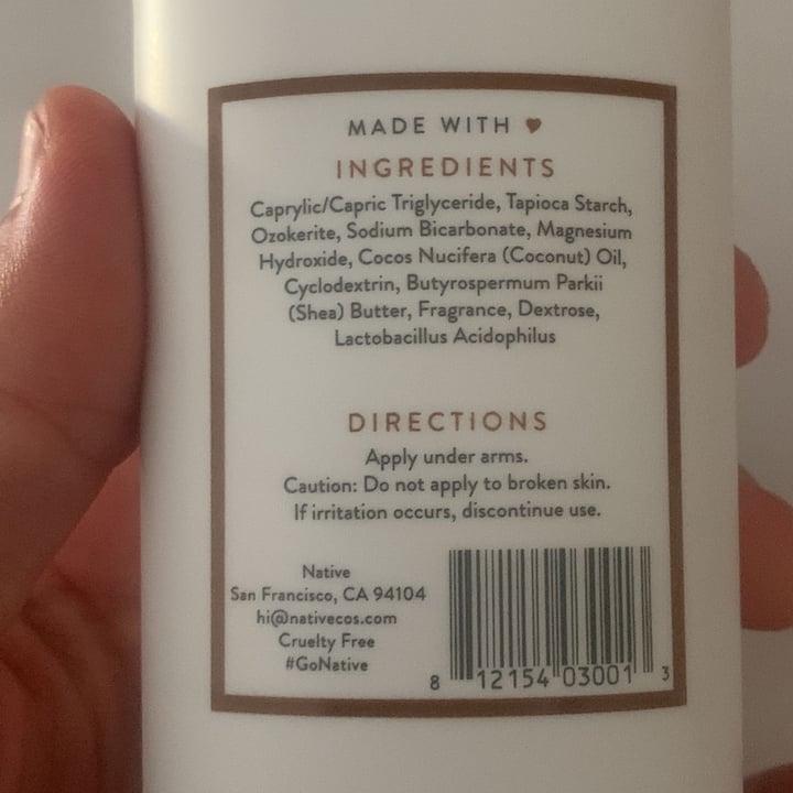 photo of Native Coconut & Vanilla Deodorant shared by @sustainablesam on  17 Aug 2022 - review