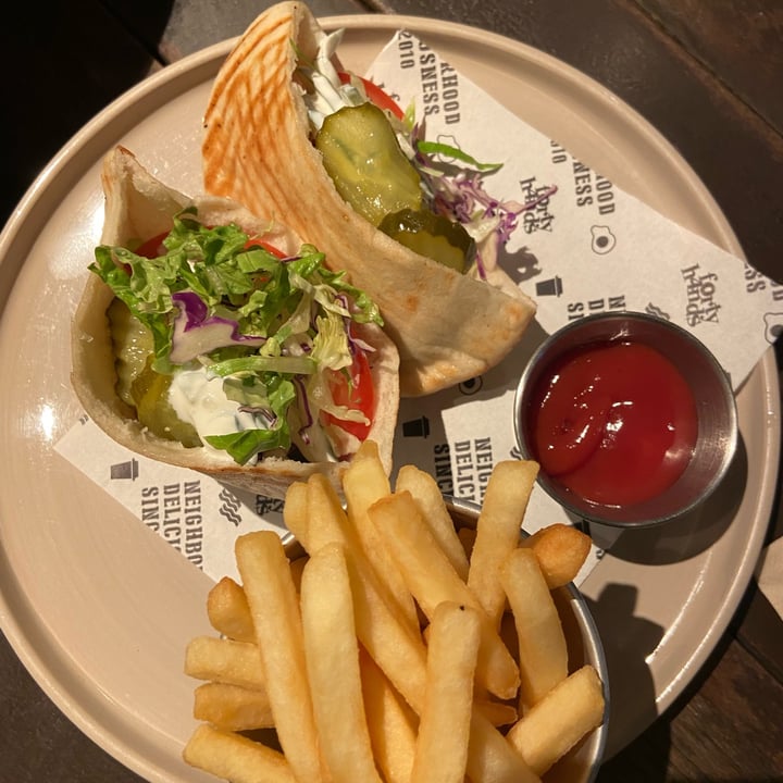 photo of Forty Hands falafel wrap with fries shared by @vegan-everafter on  02 Jul 2022 - review