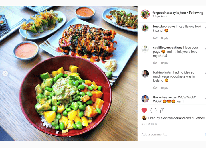 review photo of Tokyo sushi Vegan Menu Sampling shared by @forgoodnessseyks on 31 Oct 2019 - review
