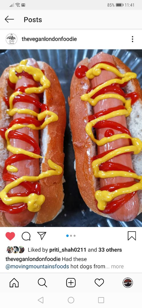 photo of Moving Mountains Plant Based Hot Dogs shared by @theveganlondonfoodie on  02 Apr 2020 - review