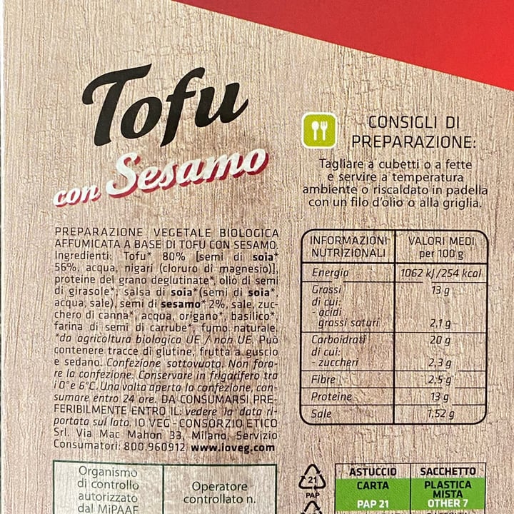photo of ioVEG tofu al sesamo shared by @evamori on  22 Oct 2022 - review