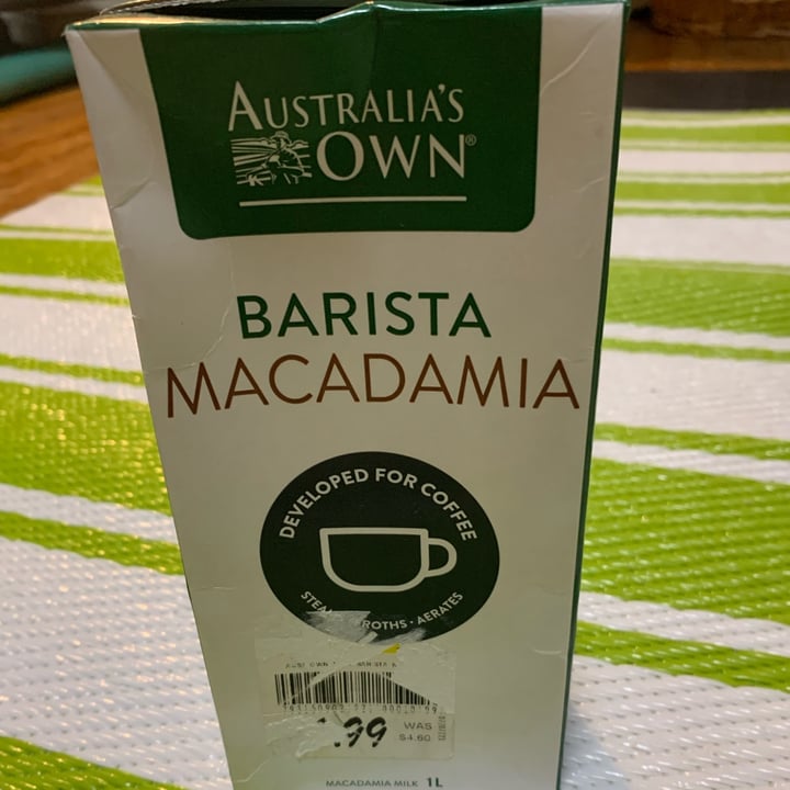 photo of Australia's Own Barista macadamia milk shared by @latasha on  17 Nov 2021 - review