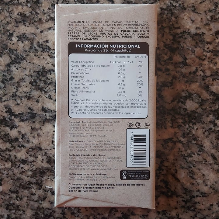 photo of Mazzei 72% Chocolate Negro shared by @alvarocastel on  07 Jul 2020 - review