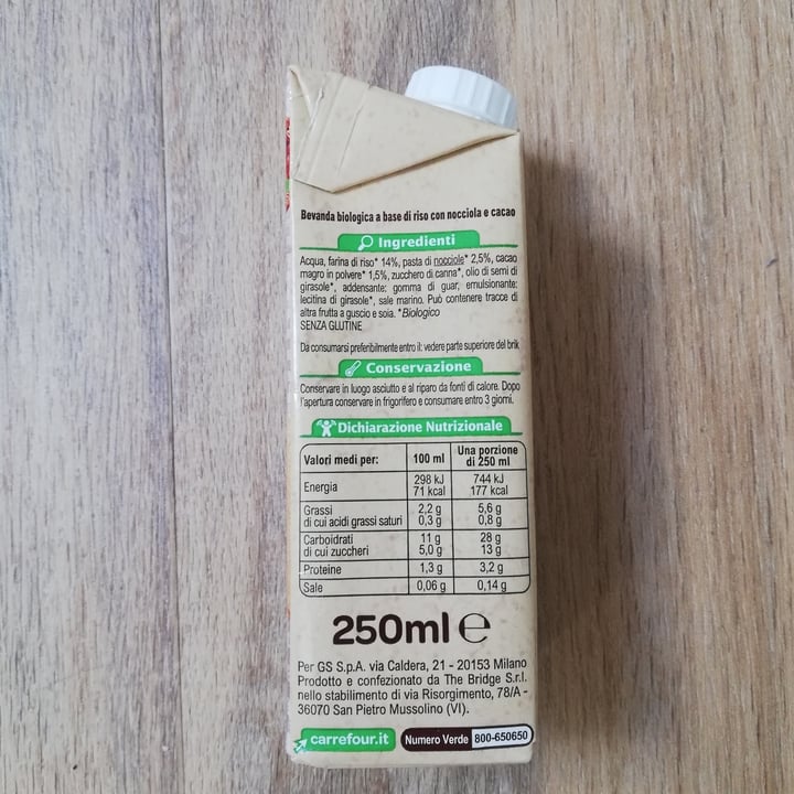 photo of Carrefour Bio Drink riso nocciola e cacao shared by @omsohum on  10 Feb 2022 - review