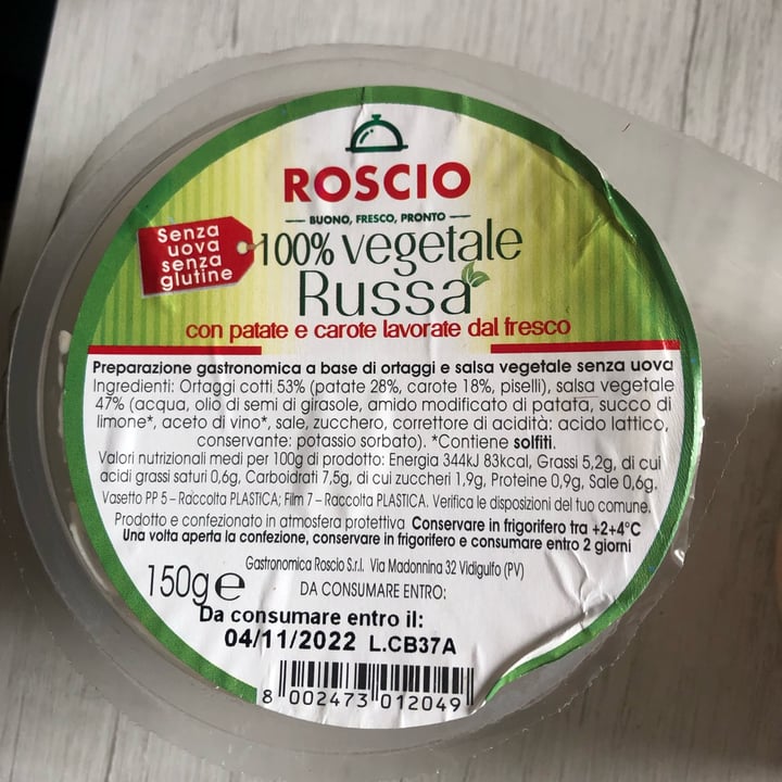 photo of Roscio Insalata Russa 100% vegetale shared by @paoladicembrino on  24 Oct 2022 - review